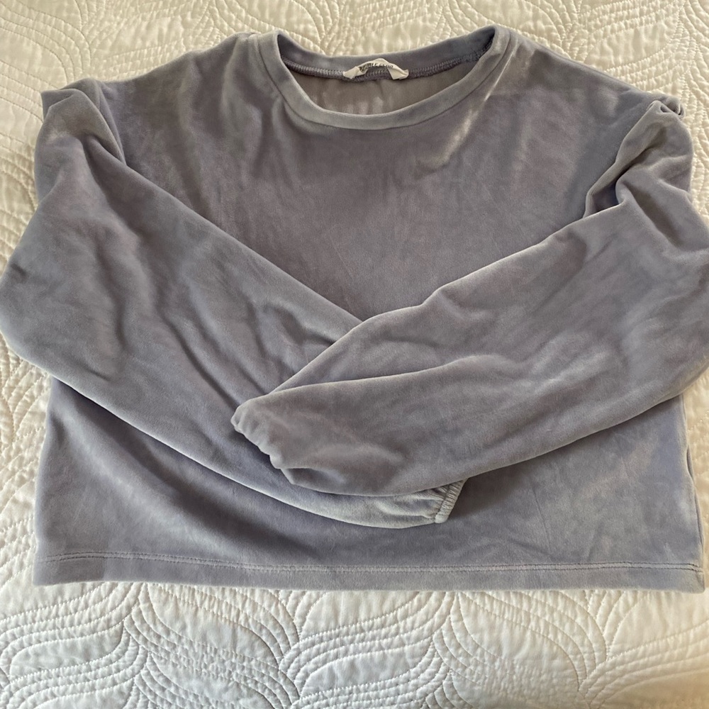 Double Zero Velvet along Sleeve Crop Top in Lavendar